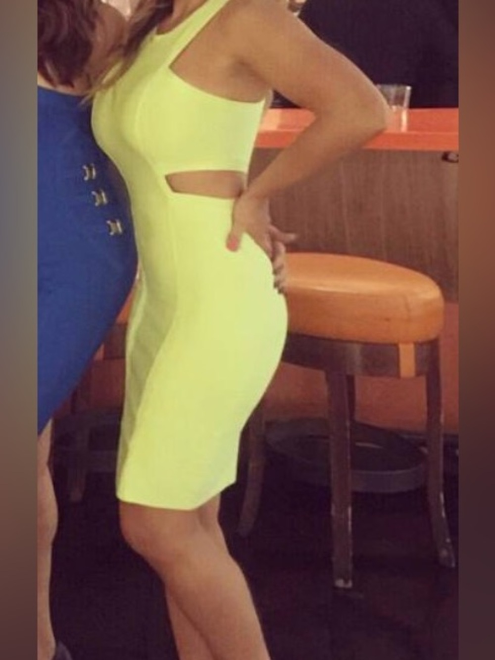 bebe Neon like yellow bodycon bandage dress m